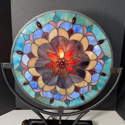 Stained Glass Flower With Light & Stand 