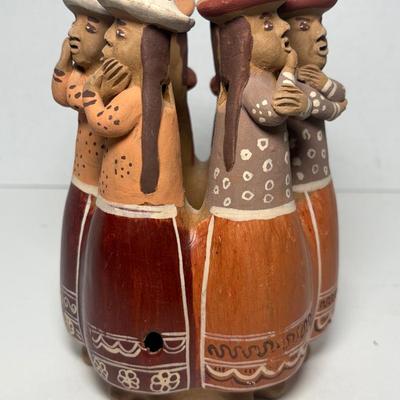Peruvian Terracotta Clay Whistle, 6 Gossiping Women