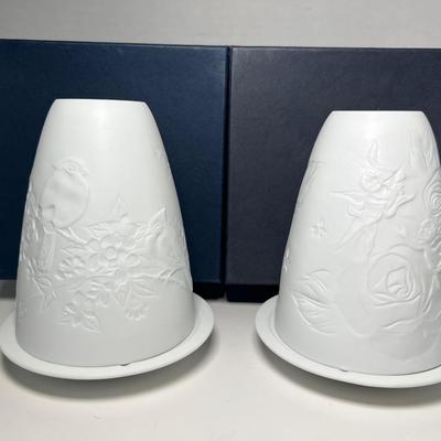 Sorelle Lithophane Fairy Lamp Bisque Tea Light Candle Holders  #1