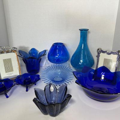 Colbalt Blue Fenton Petal Bowl, Picture Frames & More 