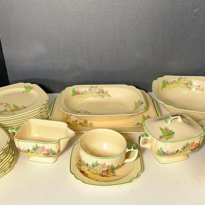 Home Laughlin Art Deco English Garden Luncheon Set