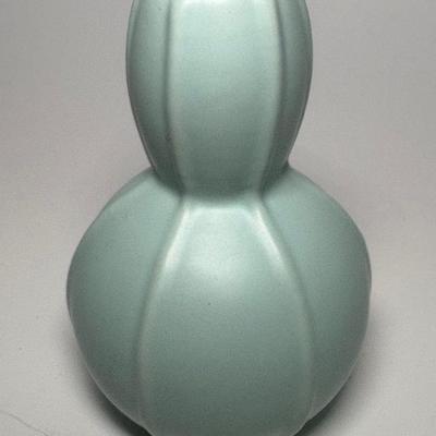 Vintage MCM Ice Blue Gourd Bud Vase