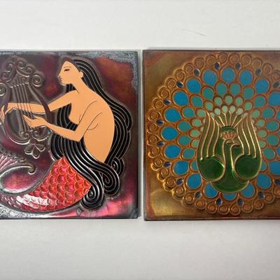 Copper Peacock & Siren Song Trivet Wall/Art Decor