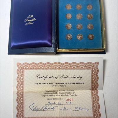 The Franklin Mint Treasury of Zodiac Medals Coins w/ COA