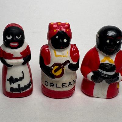 Trio Of Black Americana Thimbles 