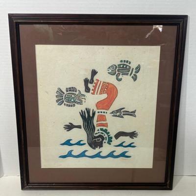 Framed Mayan Temple Glyph by Patric
