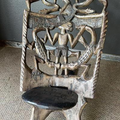 African Hand Carved Two Piece Palaver Chair