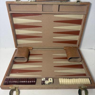 Vintage Backgammon Game Set In Case, Complete
