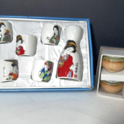Japanese Geisha & Stoneware Sake Sets