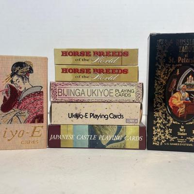 3 Sets Of Vintage Ukiyo-E Playing Cards, Russian Tarot Cards & More 