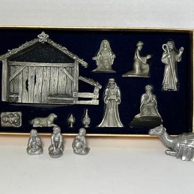 Fort Pewter 10pc Nativity Set & Danforth Pewter Port Village Girls Nativity Set J
