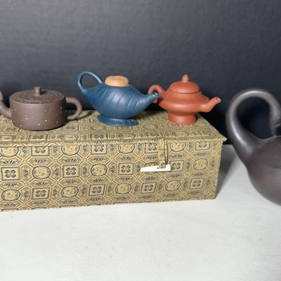Yixing Chinese Clay Mini Teapot Set & Swan Teapot