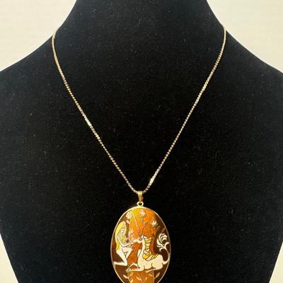 The Lady With The Unicom Enamel Pendant 