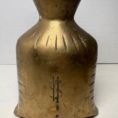 Vintage Brass Figurine Sculpture Money Bag Vase 