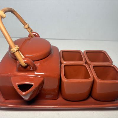 Terracotta Colored Ceramic Baum Fusion Japanese Teaset