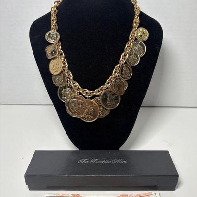 Franklin Mint The Golden Caribbean 14 Coins Charm Necklace