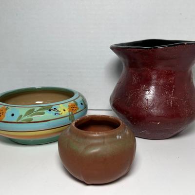 Hartrox Stoneware Pottery Bowl, Van Briggle Bud Vase & Arts & Crafts Pottery Vase