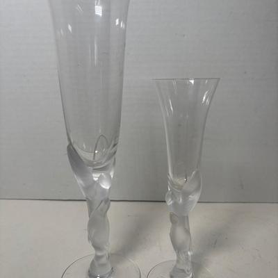 Igor Carl Fabergé Crystal Kissing Doves Fluted Champagne & Cordial Glass