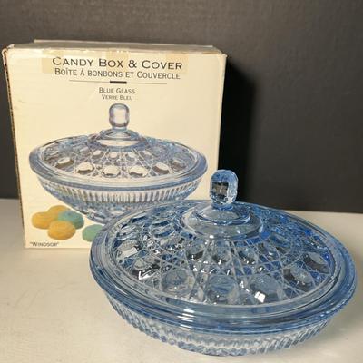 Indiana Glass Windsor Blue Candy Dish & Cover