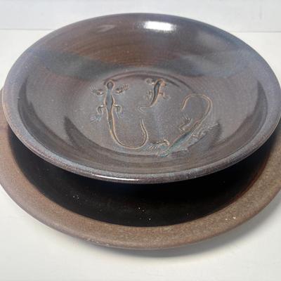 Lewis Lizard Pottery Bowl & MJ Shallow Bowl Pottery