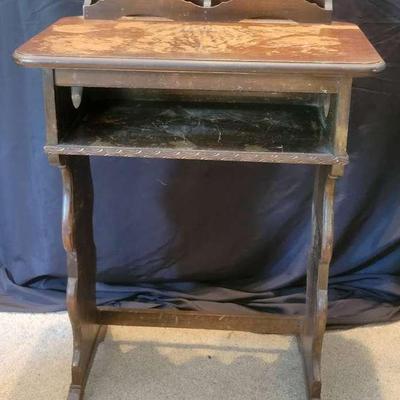 Antique Wooden Side Table with Storage Shelf