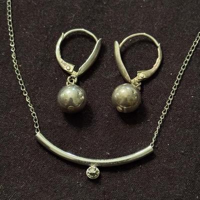 Silver Necklace and Earrings