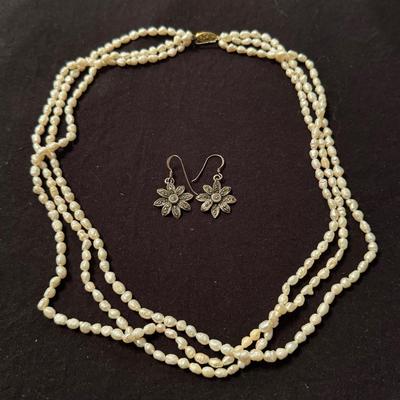 Silver Flowers and Freshwater Pearls 