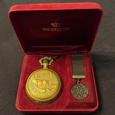 Vintage Westclox Deer Hunter Pocket Watch 