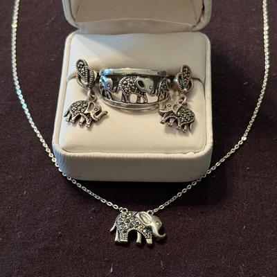 Sterling Silver Elephant Set