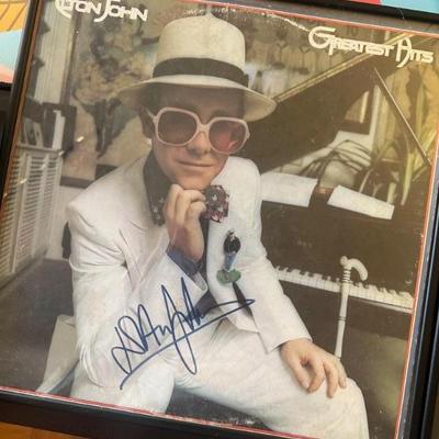 Autographed Elton John Greatest Hits Vinyl Record Framed