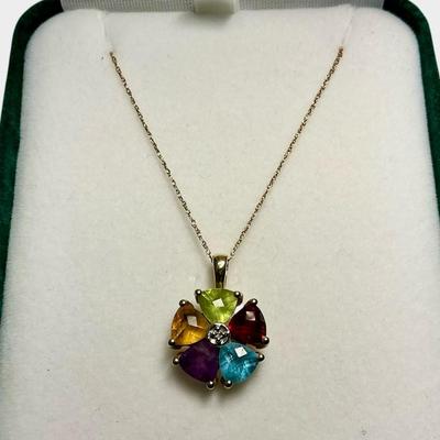 14k Gold Gemstone Necklace & Pendant 