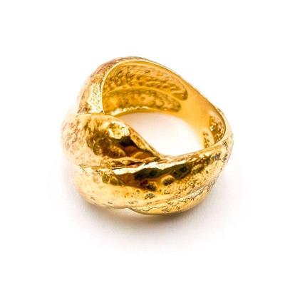 Textured Gold-Tone Crossover Ring