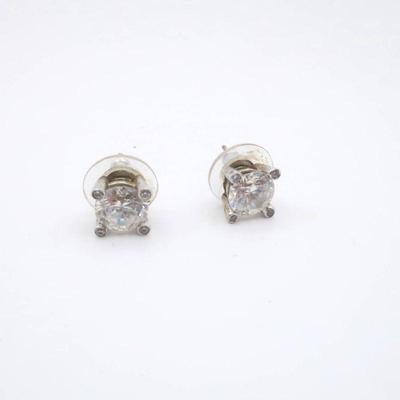 Pair of Sterling Silver and CZ Stud Earrings