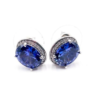 Vanna K Bella Luce Tanzanite & White Diamond Simulants Platineve Earrings