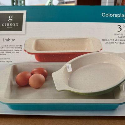 Gibson Home Colorsplash 3-Piece Non-Stick Bakeware Set