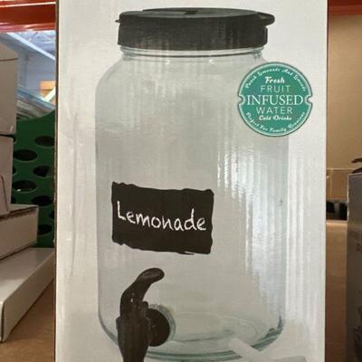 Glass Drink Dispenser with Chalkboard Label