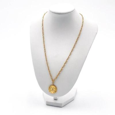 Gold-Tone Pendant Necklace with Circular Medallion