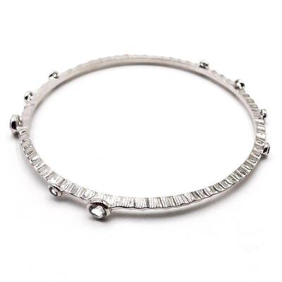 Sterling Silver Bangle With CZ Accents