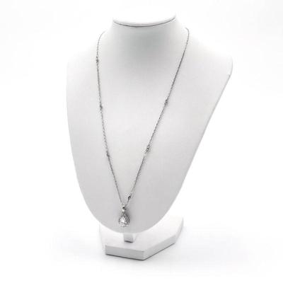 Sterling Silver Necklace with CZ Teardrop Pendant