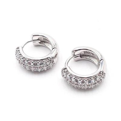 925 Sterling Silver CZ Hoop Earrings