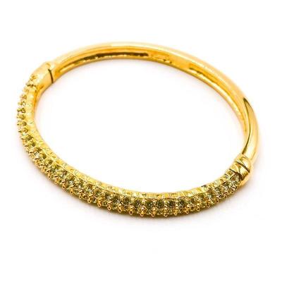 Nolan Miller Gold-Tone Hinged Bangle Bracelet with Rhinestones