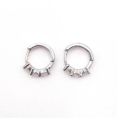 BBJ 925 Sterling Silver Hoop Earrings with CZ Stones