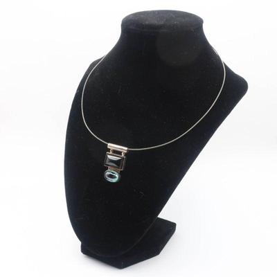 Sheri 925 Sterling Silver Necklace with Double Gemstone Pendant