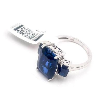 DK 925 Sterling Silver Ring with Blue Gemstones Size 7