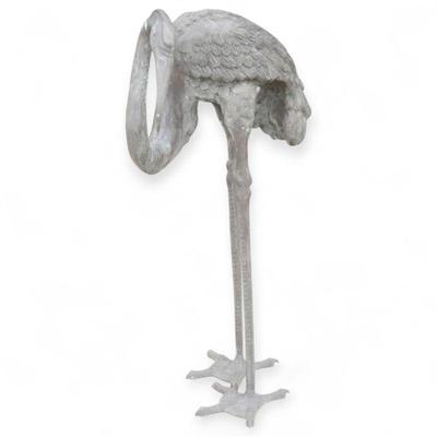 Large Cast Metal Crane Sculpture, 40″ H