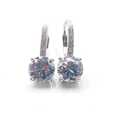 Pair of Sterling Silver CZ Drop Earrings