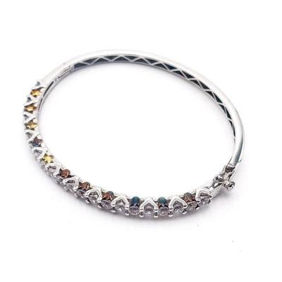 Verragio 925 Sterling Silver Bangle with Clear CZ Gemstones