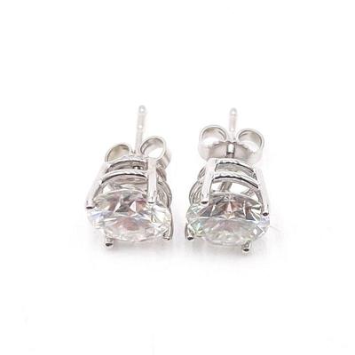 Sterling Silver Stud Earrings with Simulated Stones