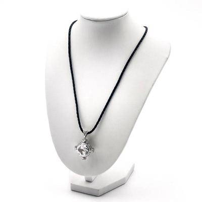 IMENA 925 Sterling Silver Pendant with Clear CZ Stone on Black Cord