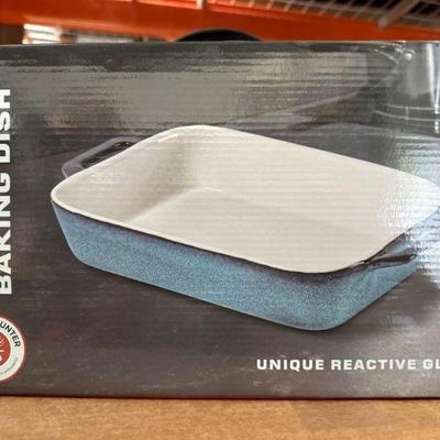 Stoneware Rectangular Baking Dish with Reactive Glaze